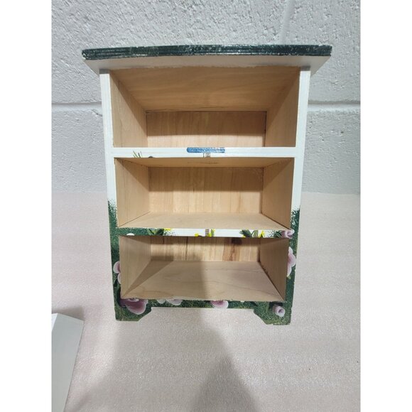 Cottage Core Painted Jewelry Chest Drawers Crackle Birds Flowers Butterfly - Picture 9 of 11